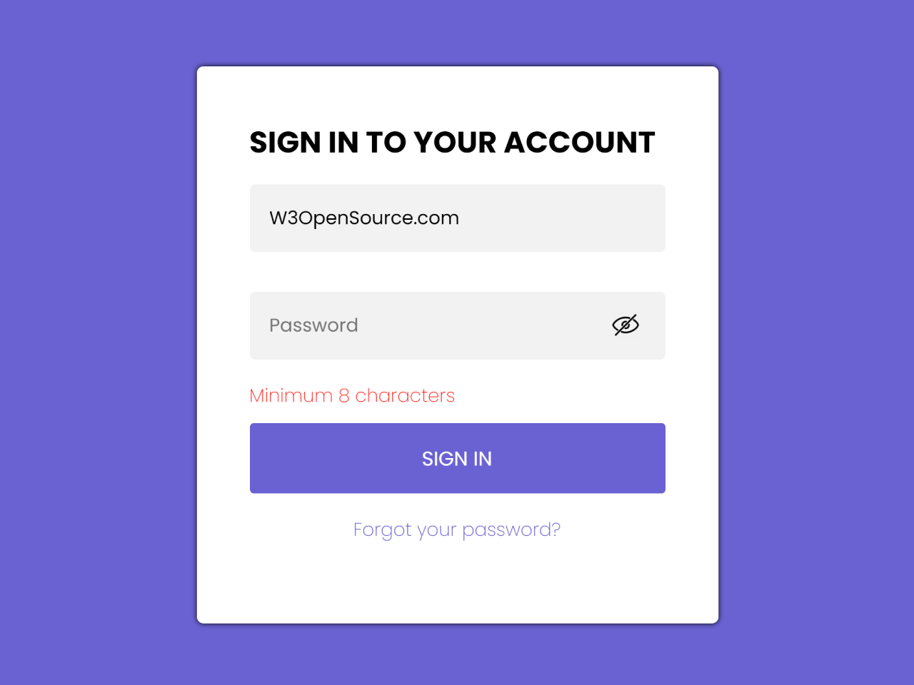 HTML Login Page Code with Validation