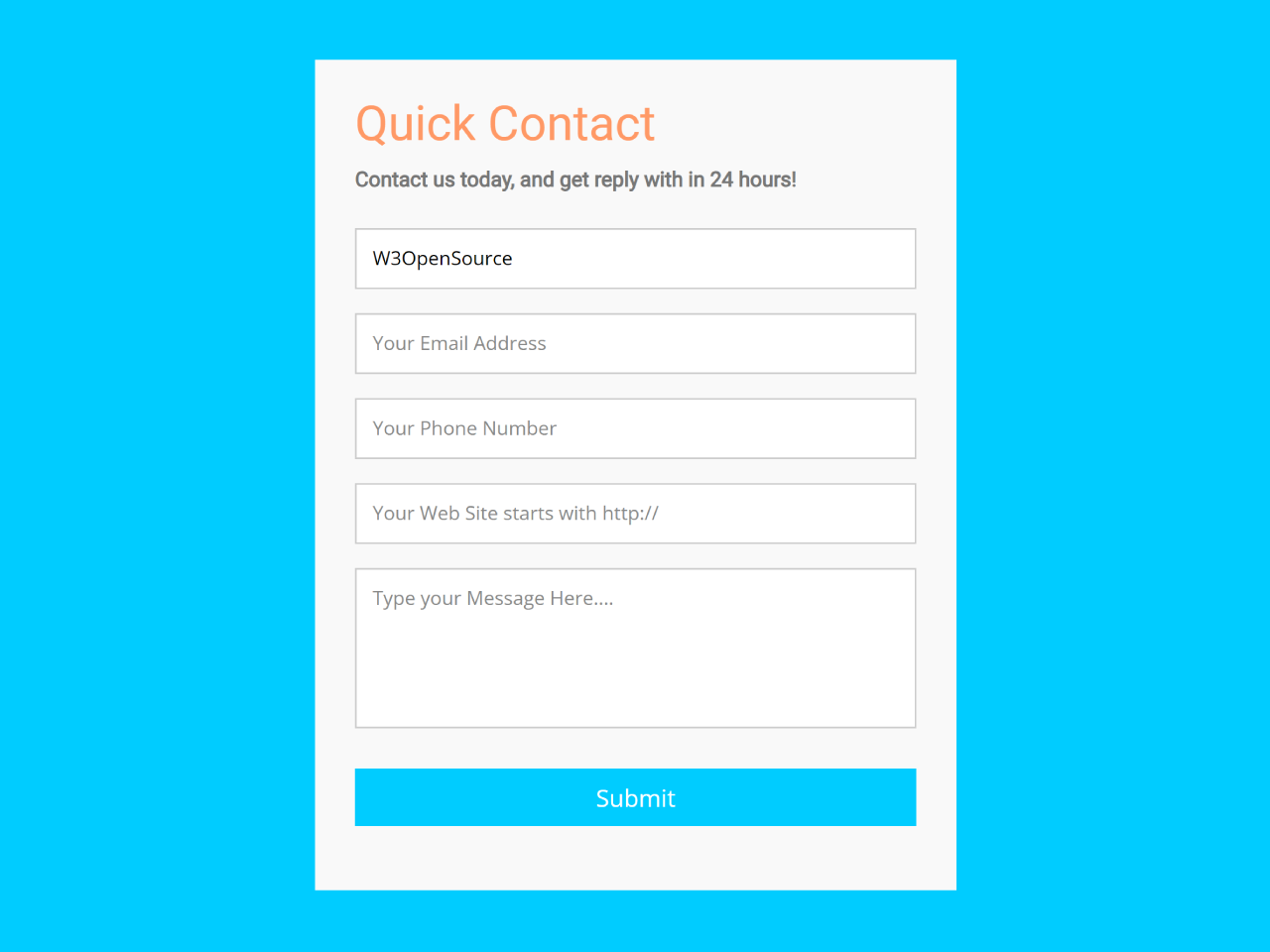 Responsive Contact Us Page HTML Code